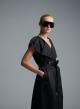 Black sleeveless double breasted Dress with belt C-Blue-5