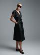 Black sleeveless double breasted Dress with belt C-Blue-6