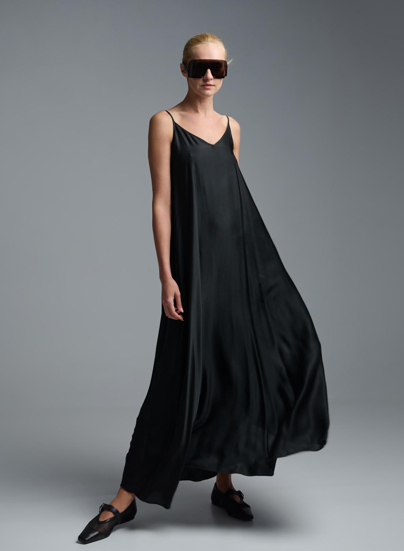 Black silky touch Dress with straps Vicolo - 3