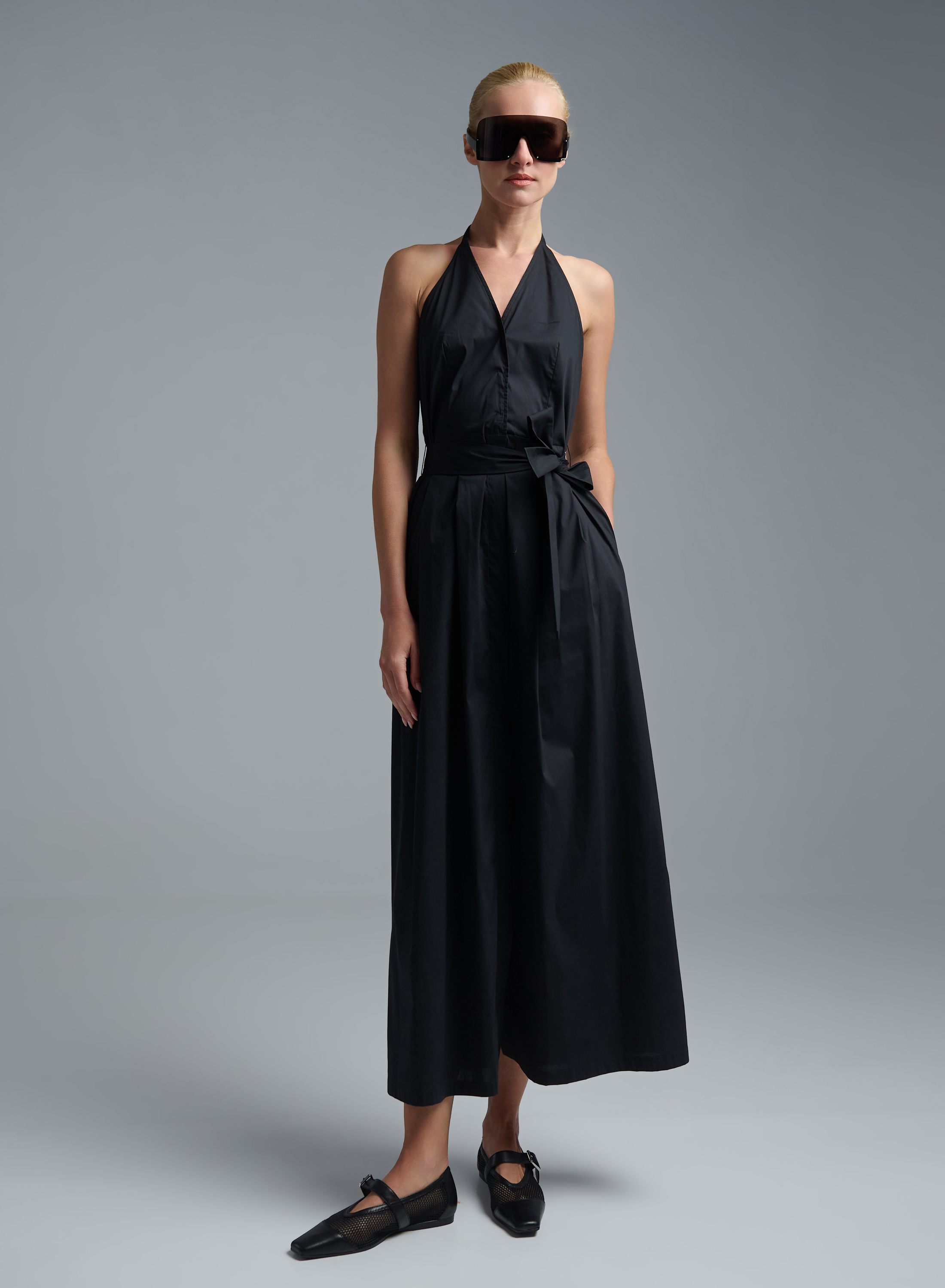 Black sleeveless halter neck Dress with belt and with open back Emme Marella - 0