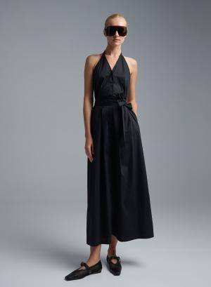 Black sleeveless halter neck Dress with belt and with open back Emme Marella - 60274
