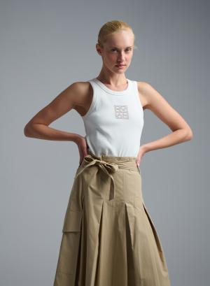 Λευκό tank Top με σοκολά κρυστάλλινο logo Emme Marella - 60399
