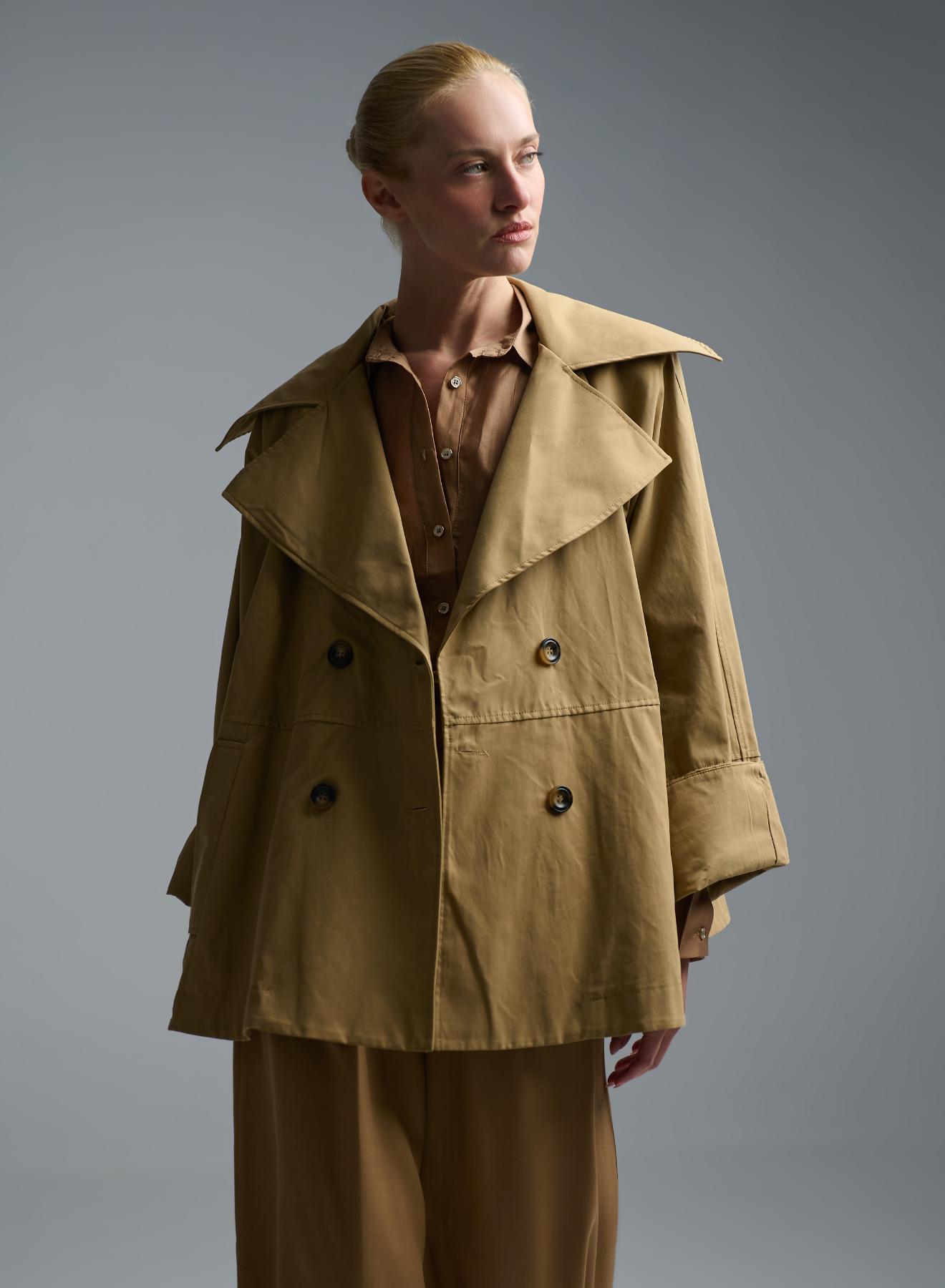 Κάμελ σταυροκούμπωτη κοντή Καμπαρντίνα Tensione In - 5