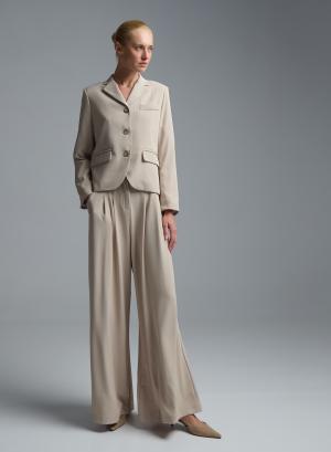 Μπεζ wide legs Παντελόνι με ζώνη Tensione Inn - 60603