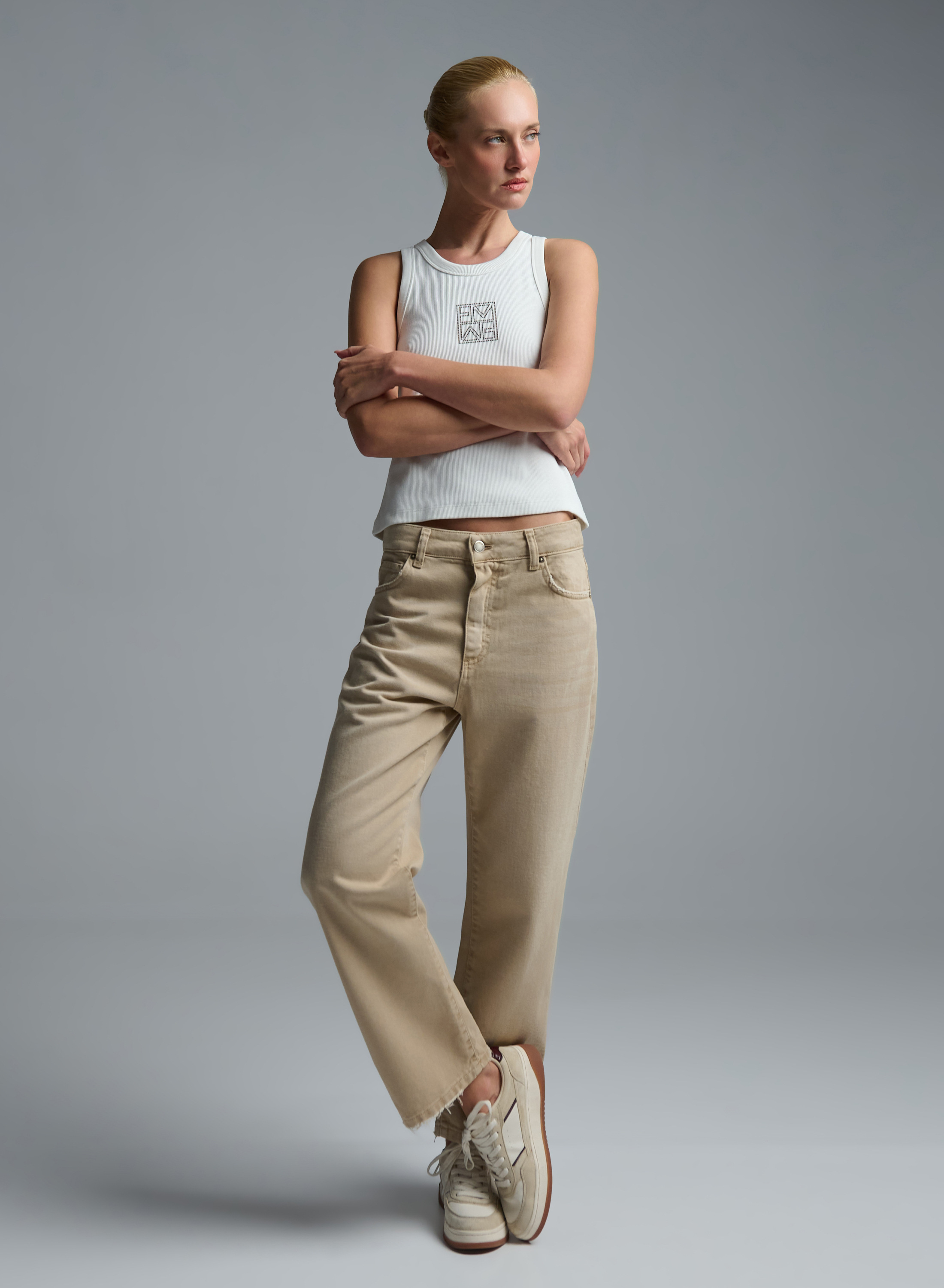 Beige denim Trousers Tensione Inn - 1