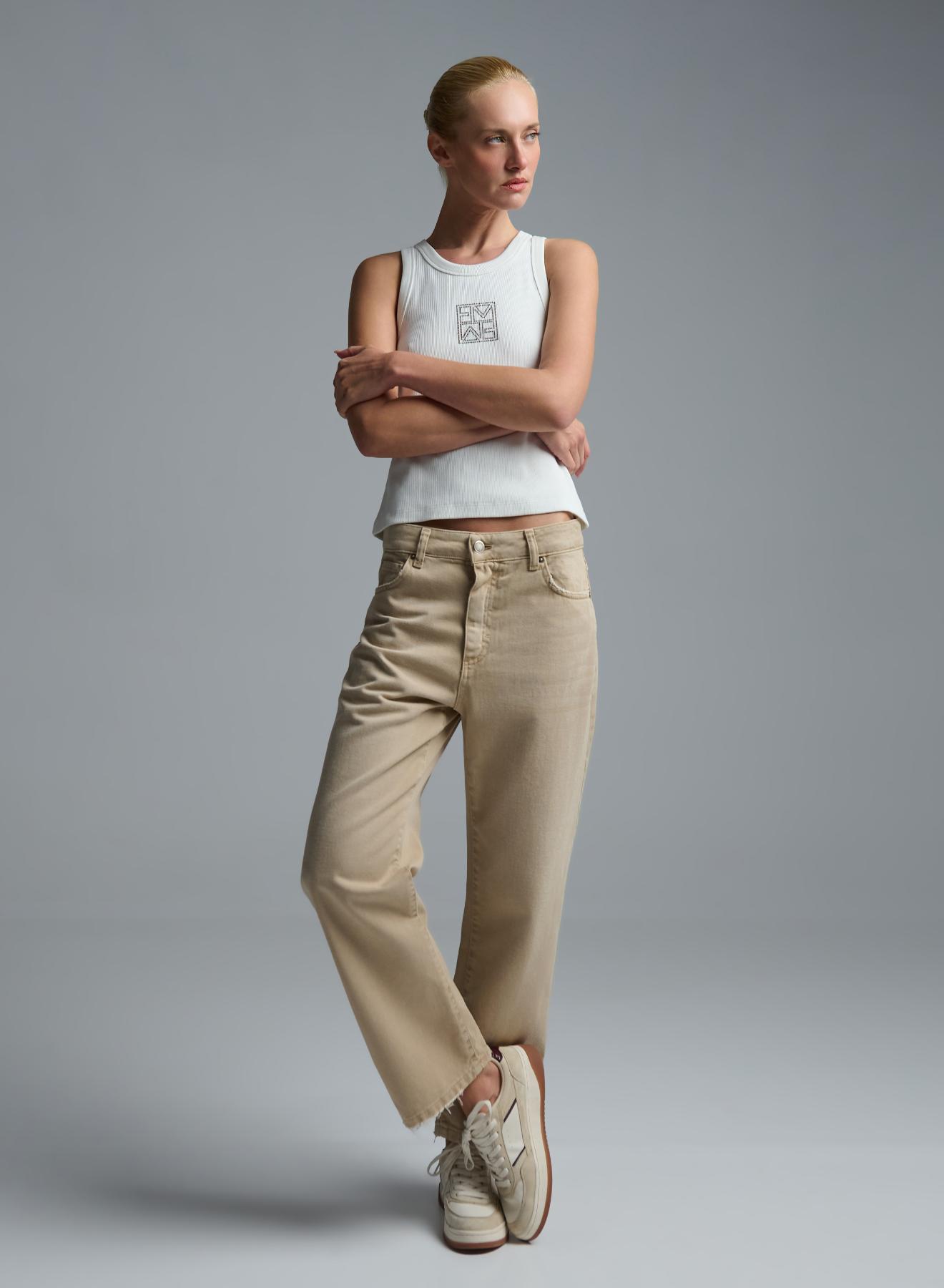 Beige denim Trousers Tensione Inn - 2