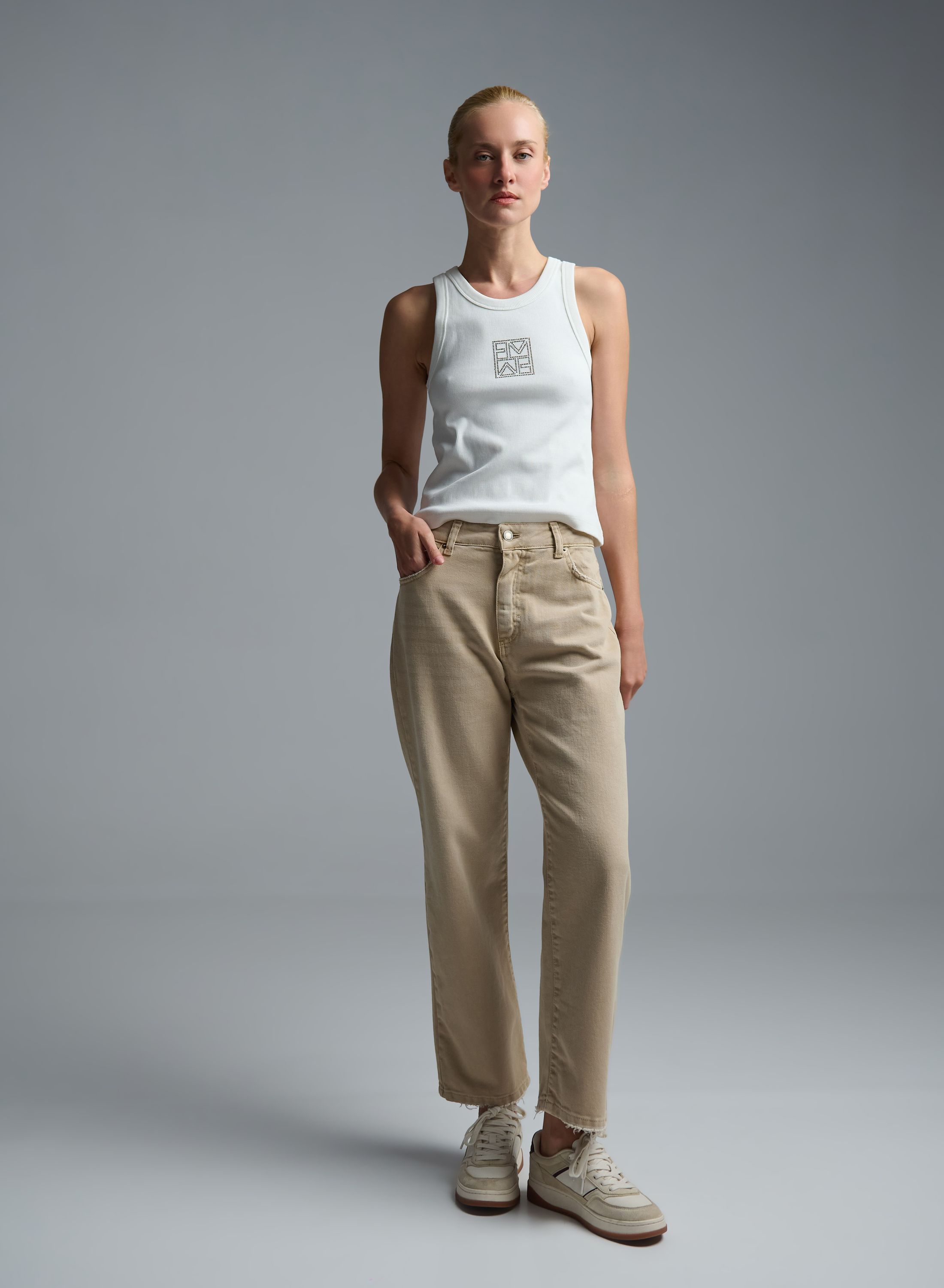 Beige denim Trousers Tensione Inn - 2
