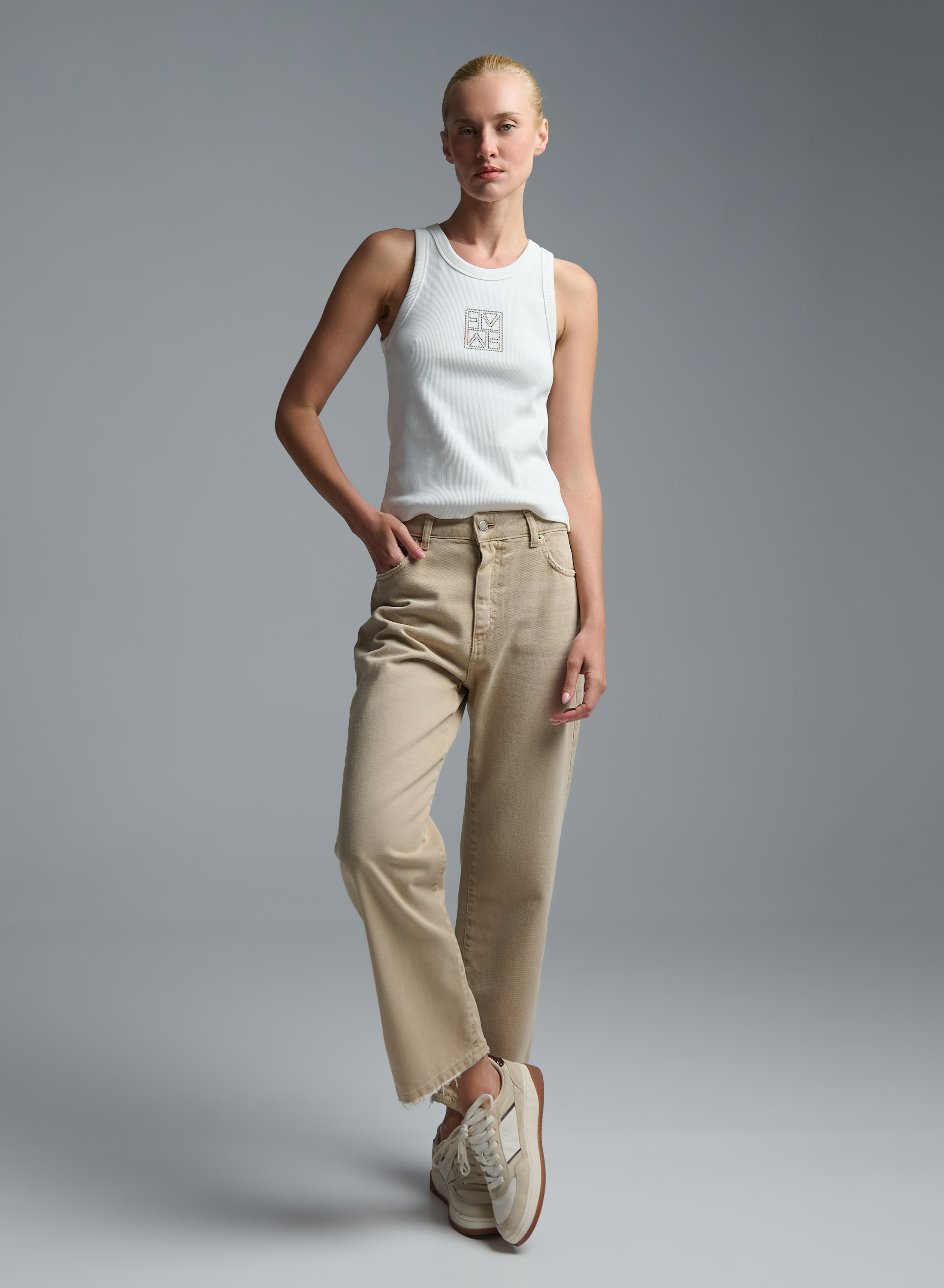 Beige denim Trousers Tensione Inn - 3