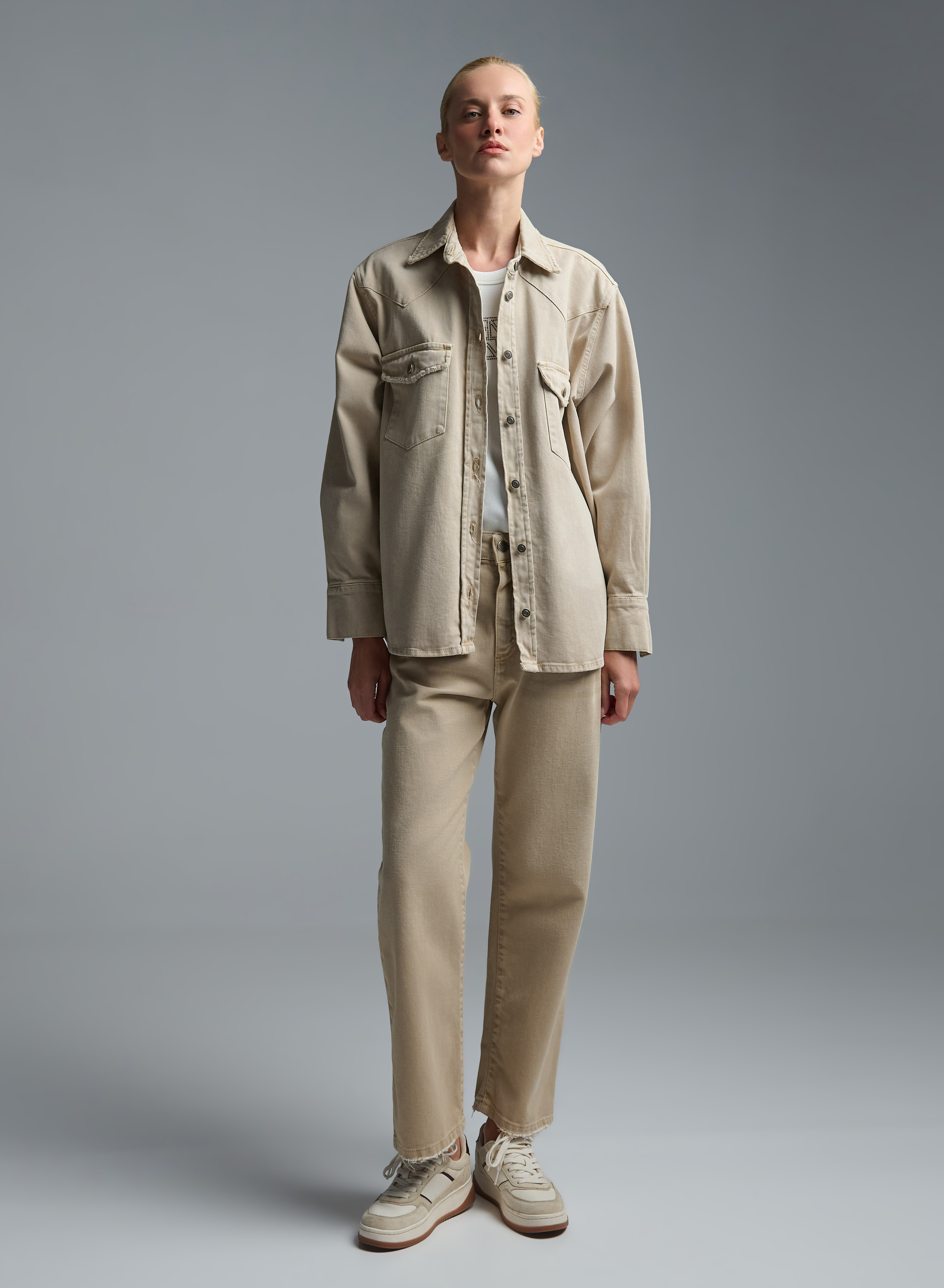 Beige denim Trousers Tensione Inn - 6