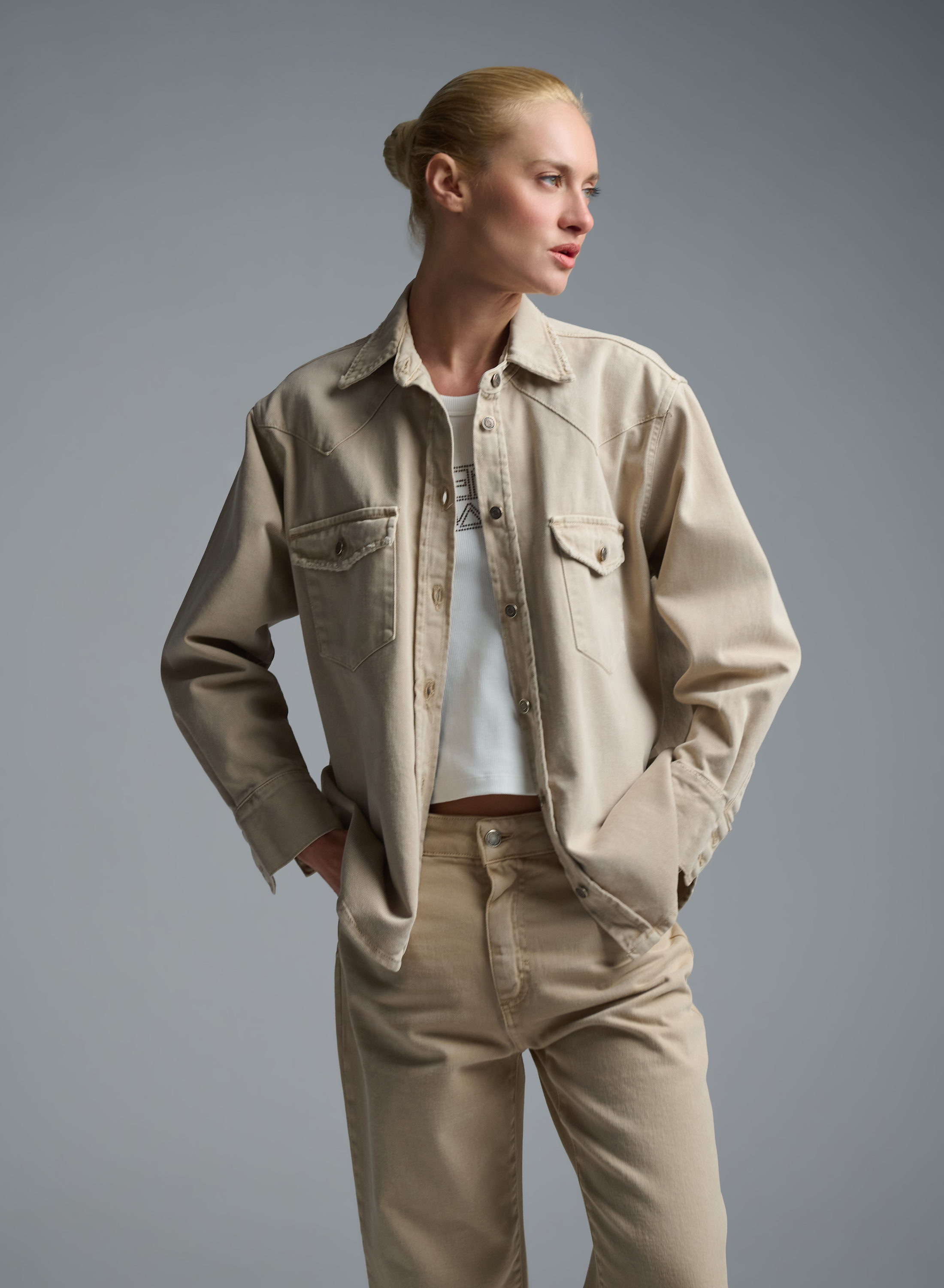 Beige denim Jacket Tensione Inn - 3