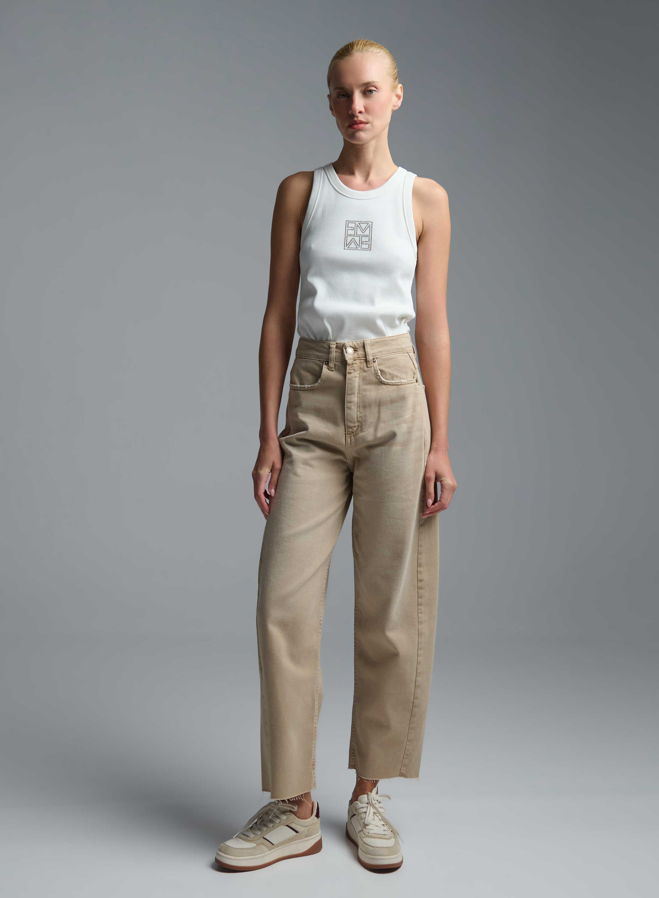 Beige denim barrel Trousers Tensione Inn - 0