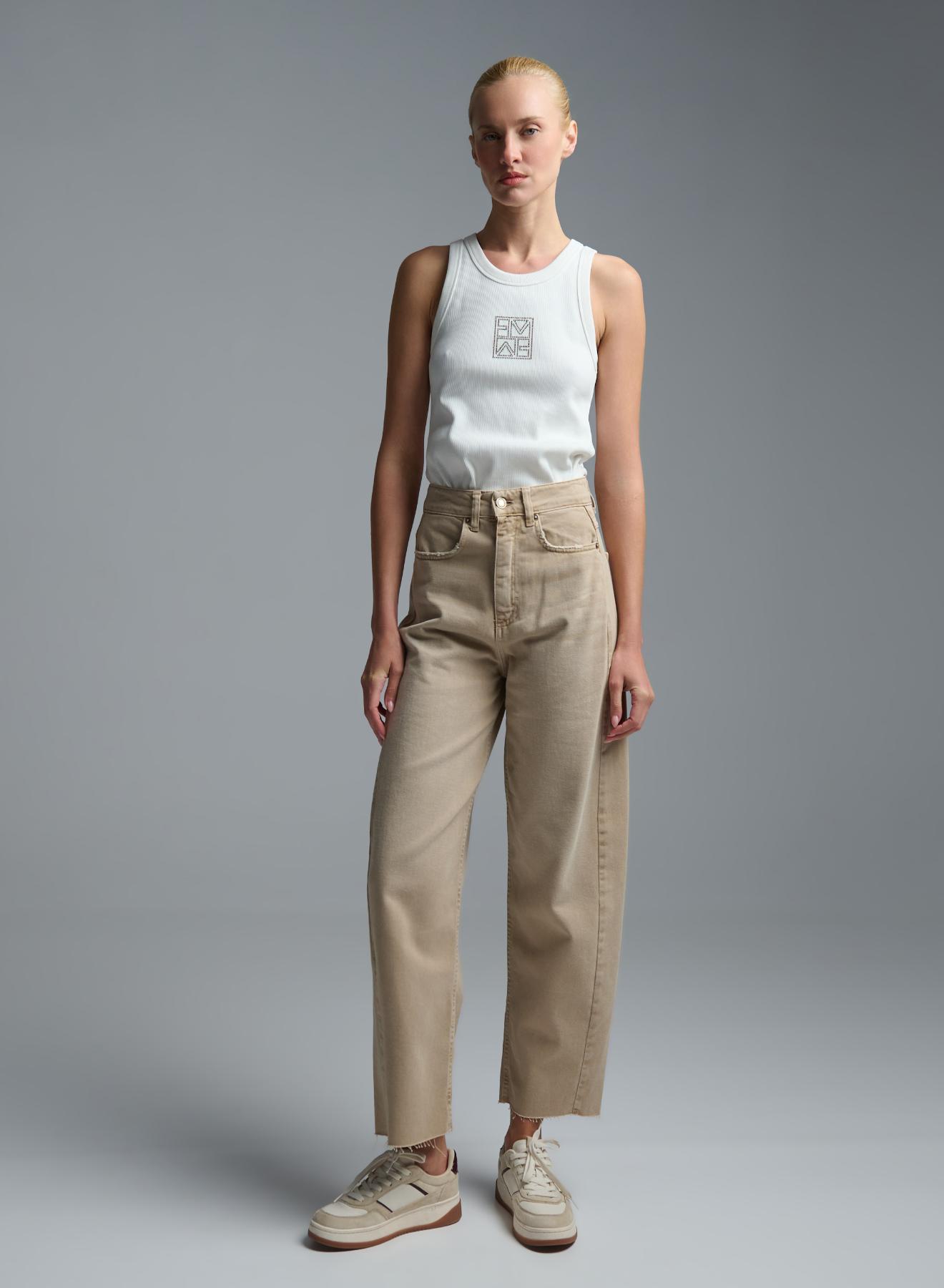 Beige denim barrel Trousers Tensione Inn - 1