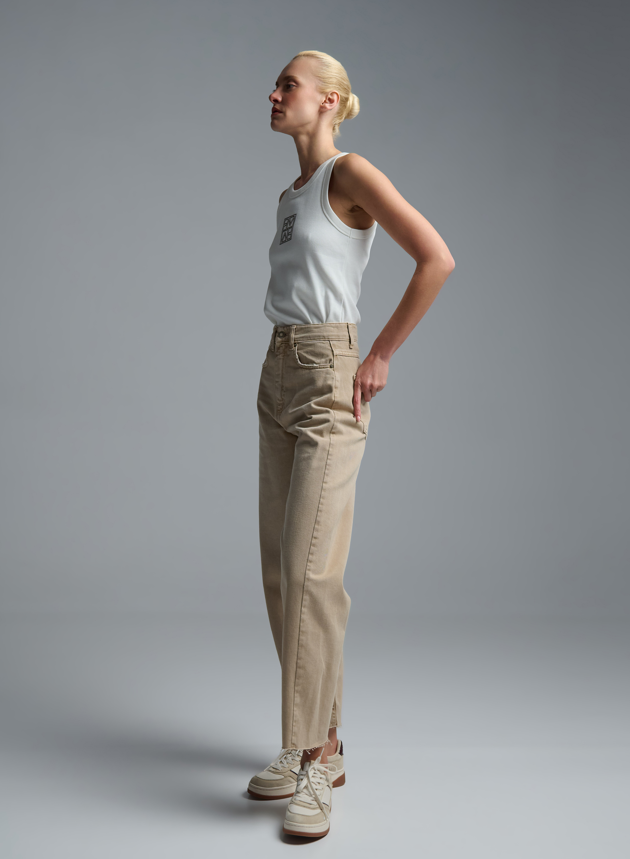 Beige denim barrel Trousers Tensione Inn - 2