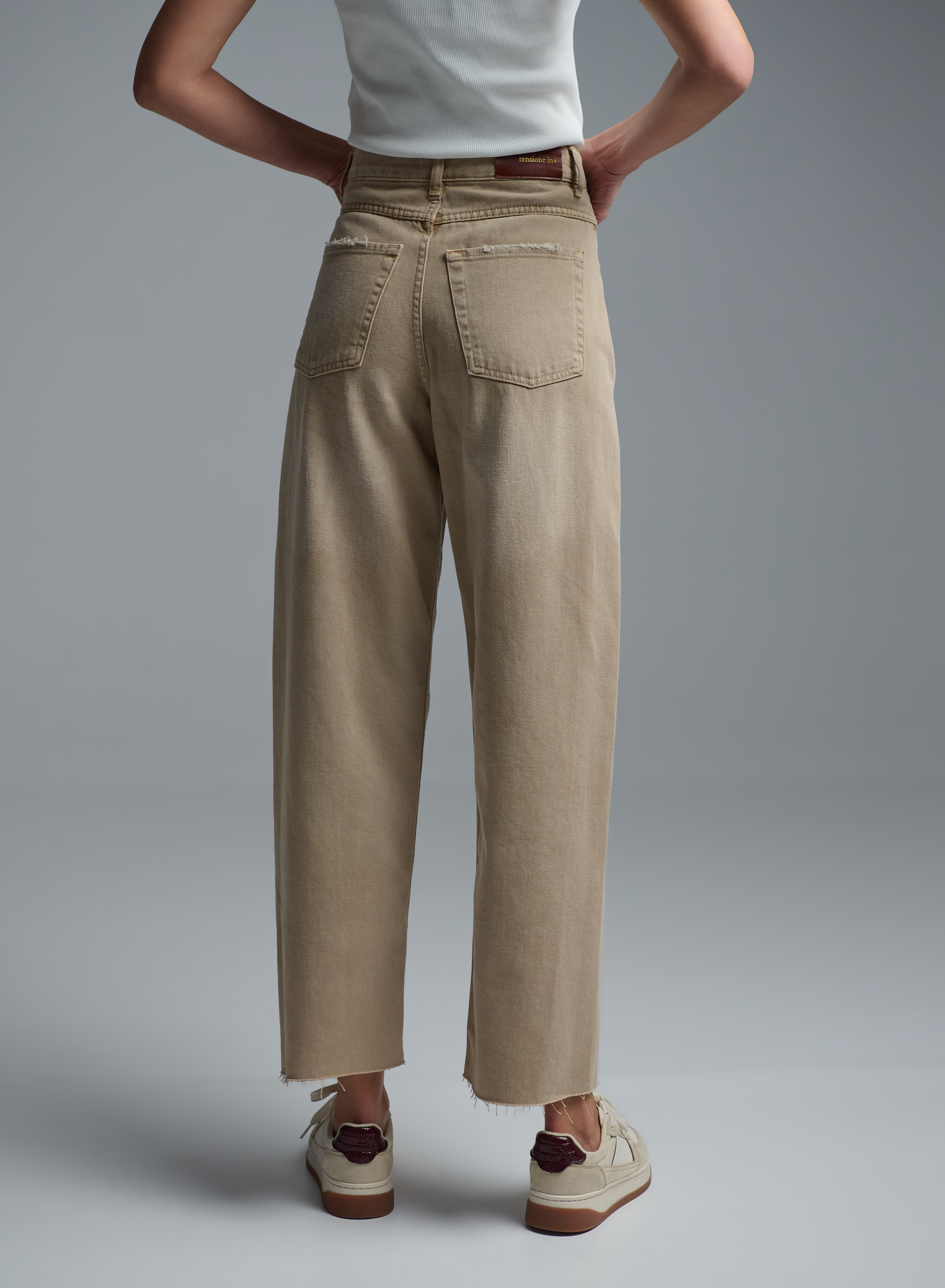 Beige denim barrel Trousers Tensione Inn - 4