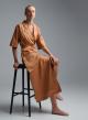 Copy of Orange douvble breasted popline Dress with belt and with lapel "WANDER"  Devotion Twins-8