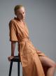 Copy of Orange douvble breasted popline Dress with belt and with lapel "WANDER"  Devotion Twins-9