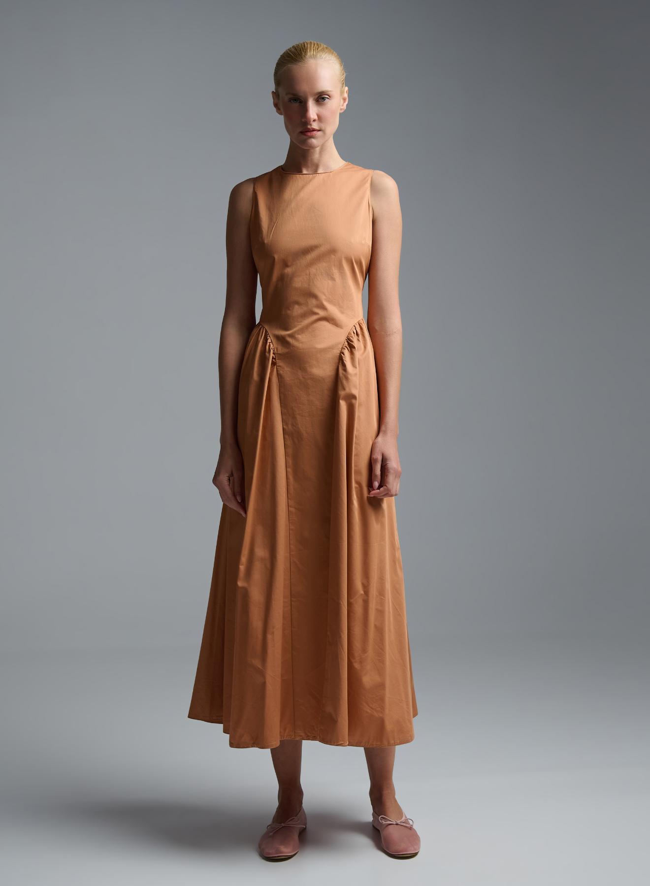 Nude sleeveless popline Dress with opern back "DAWN" Devotion Twins - 4
