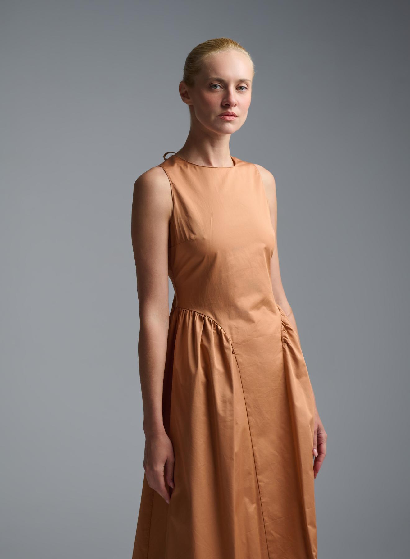Nude sleeveless popline Dress with opern back "DAWN" Devotion Twins - 3