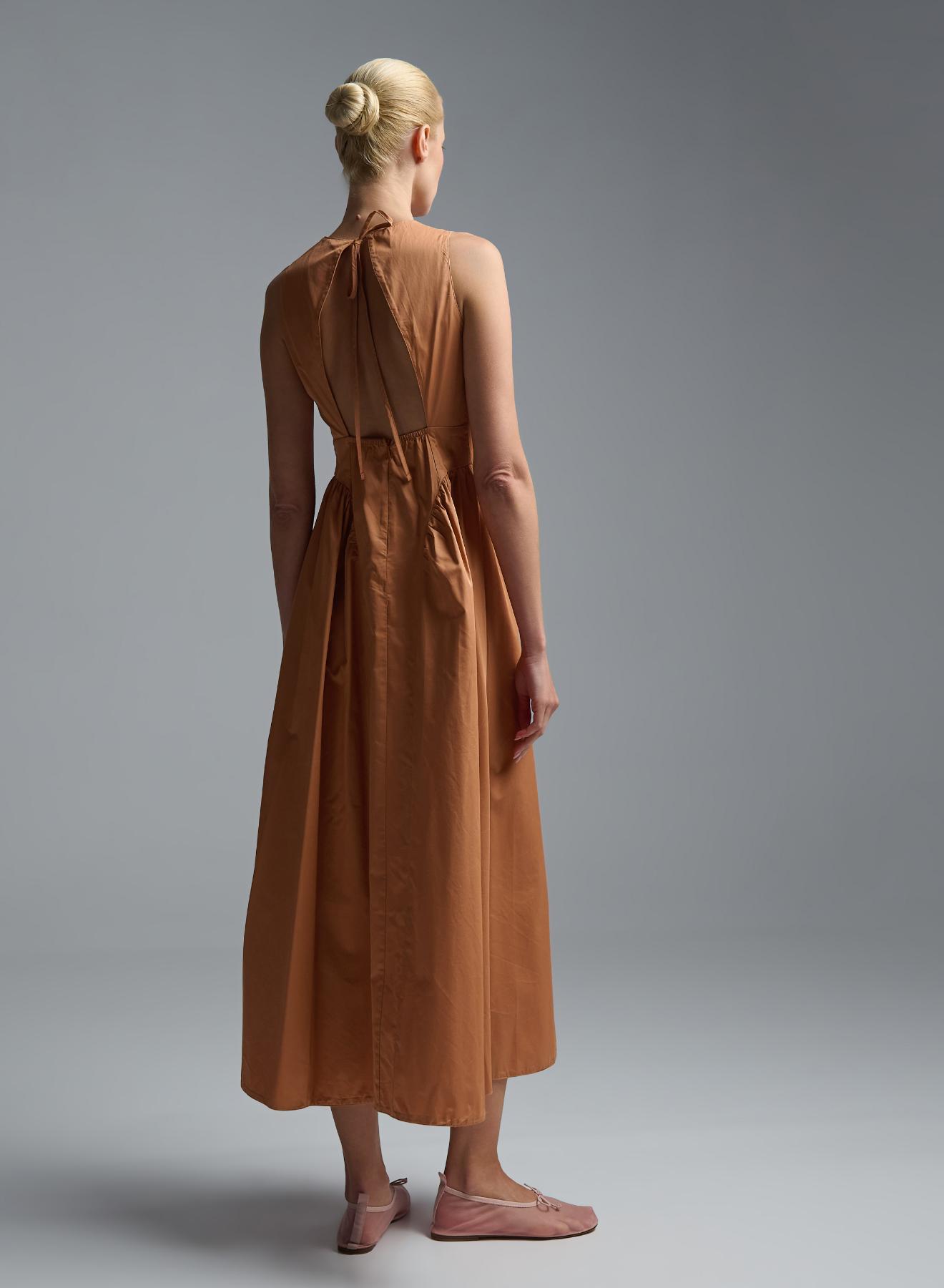 Nude sleeveless popline Dress with opern back "DAWN" Devotion Twins - 5