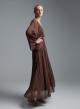 Chocolate long Dress with V neckline and with wide sleeves Imperial - 4