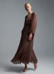 Chocolate long Dress with V neckline and with wide sleeves Imperial-5