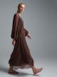 Chocolate long Dress with V neckline and with wide sleeves Imperial-8