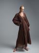 Chocolate long Dress with V neckline and with wide sleeves Imperial - 2