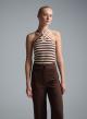 Ecru-Chocolate Top with stripes Vicolo - 1