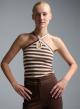 Ecru-Chocolate Top with stripes Vicolo - 0