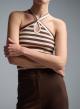 Ecru-Chocolate Top with stripes Vicolo - 4