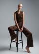 Chocolate straight fit Trousers with elasticated rear waistband Imperial-5
