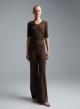 Chocolate Top with short sleeves and with V neckline Imperial - 0
