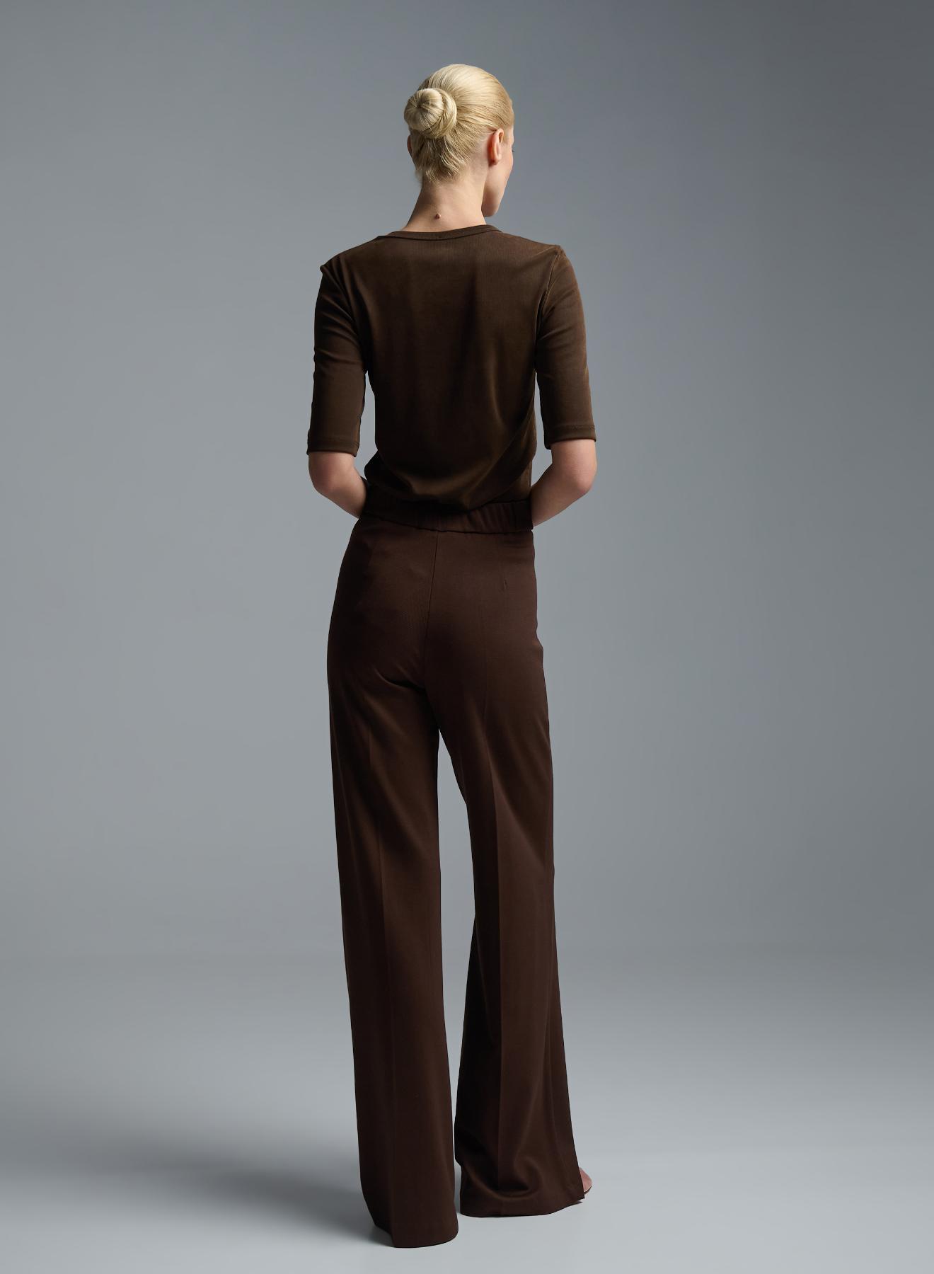 Chocolate Top with short sleeves and with V neckline Imperial - 5
