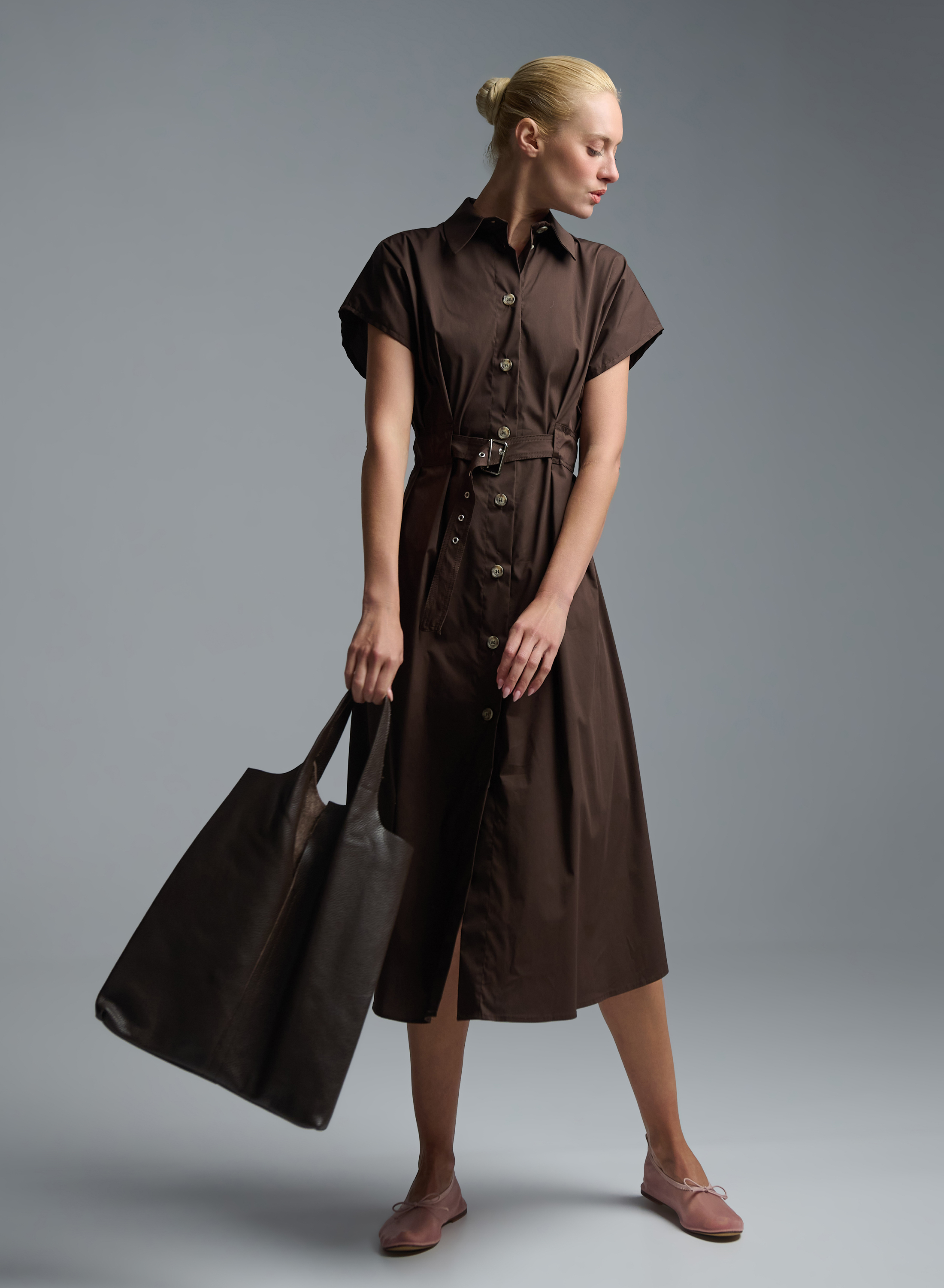 Chocolate leather hand Bag LC - 4
