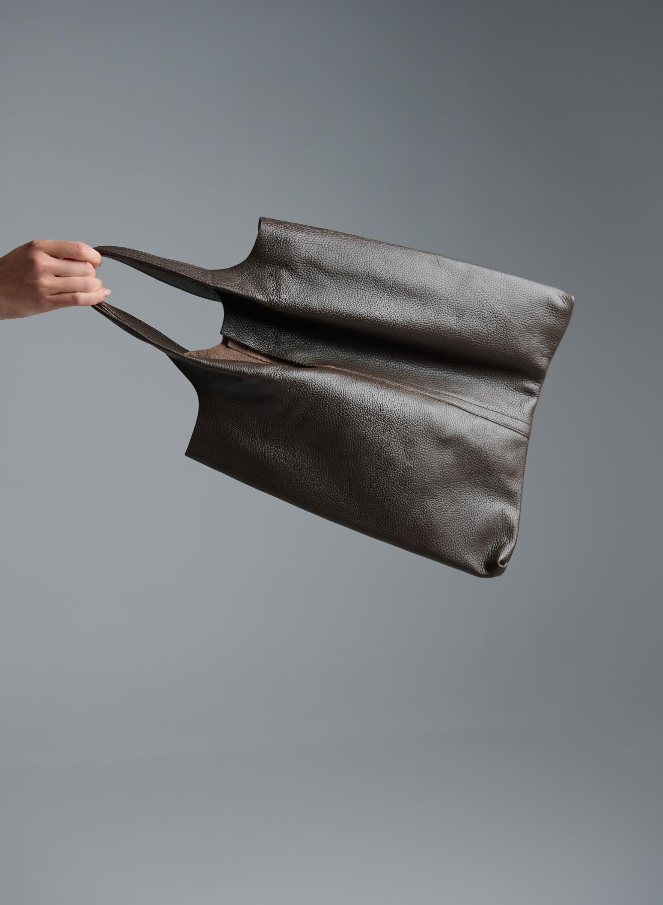 Chocolate leather hand Bag LC - 2