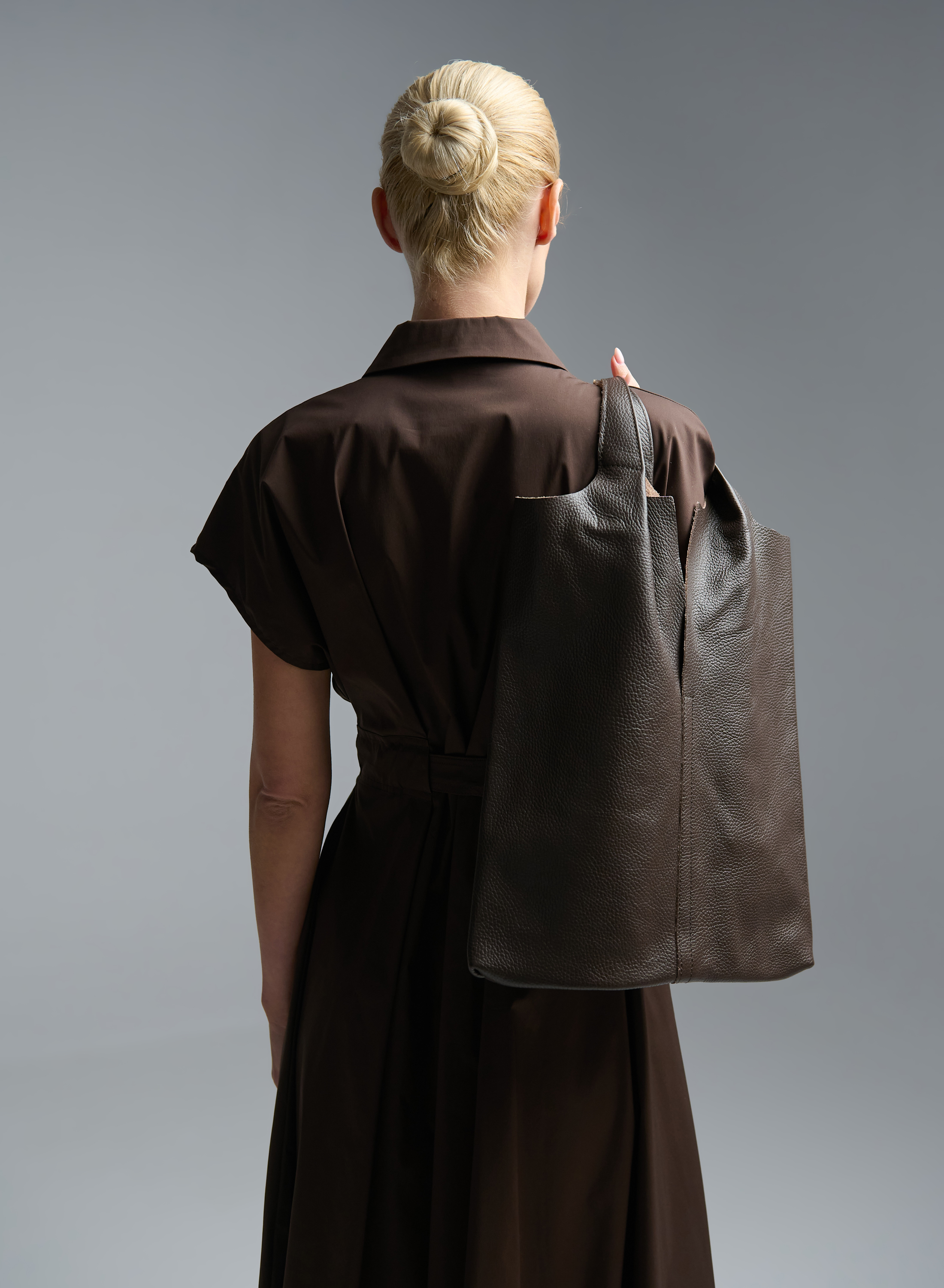 Chocolate leather hand Bag LC - 5