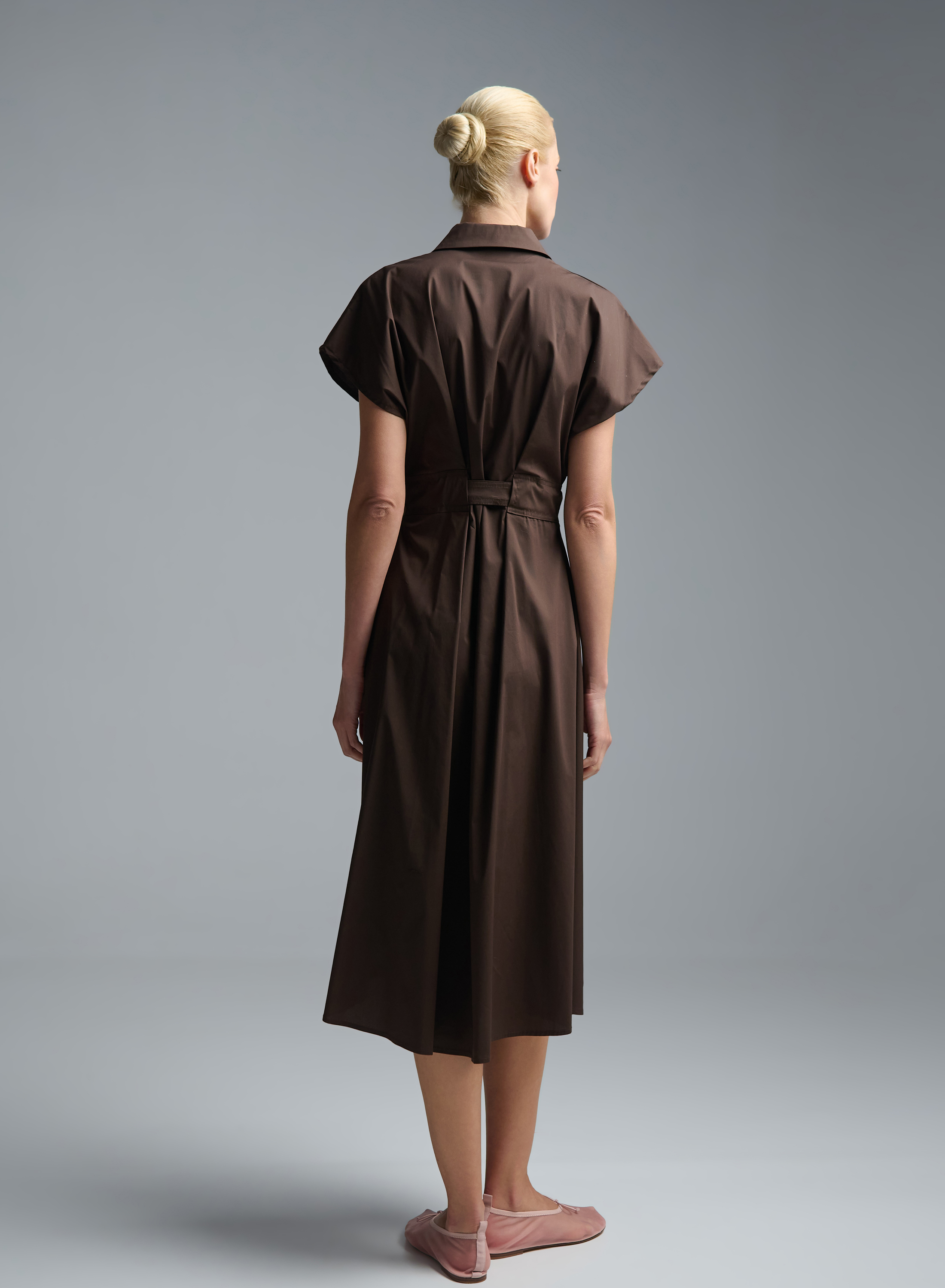 Chocolate sleeveless chemisier Dress with belt R.R. - 5