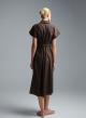 Chocolate sleeveless chemisier Dress with belt R.R.-5