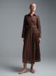 Chocolate chemisier embroidery cut Dress with belt R.R. - 1
