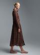 Chocolate chemisier embroidery cut Dress with belt R.R. - 3