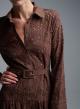 Chocolate chemisier embroidery cut Dress with belt R.R. - 2