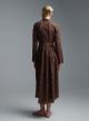 Chocolate chemisier embroidery cut Dress with belt R.R.-7