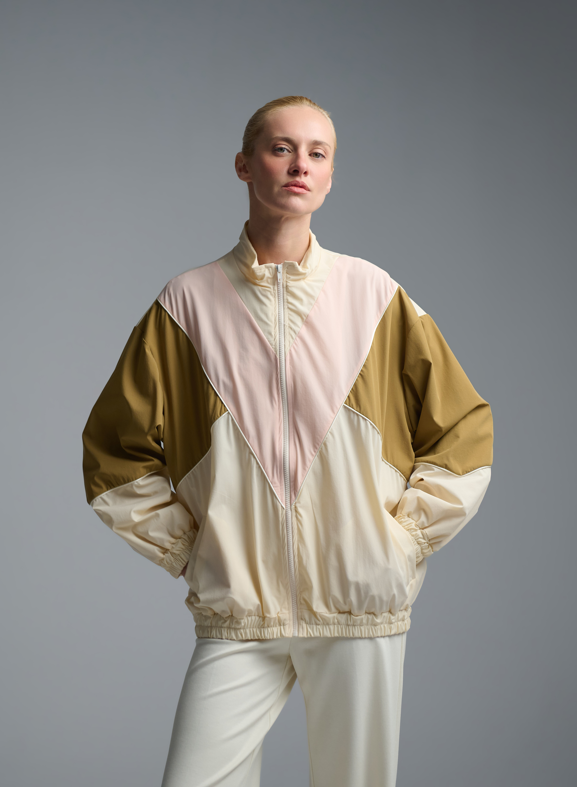 Pink-Olive-Ecru bomber Jacket Vicolo - 0