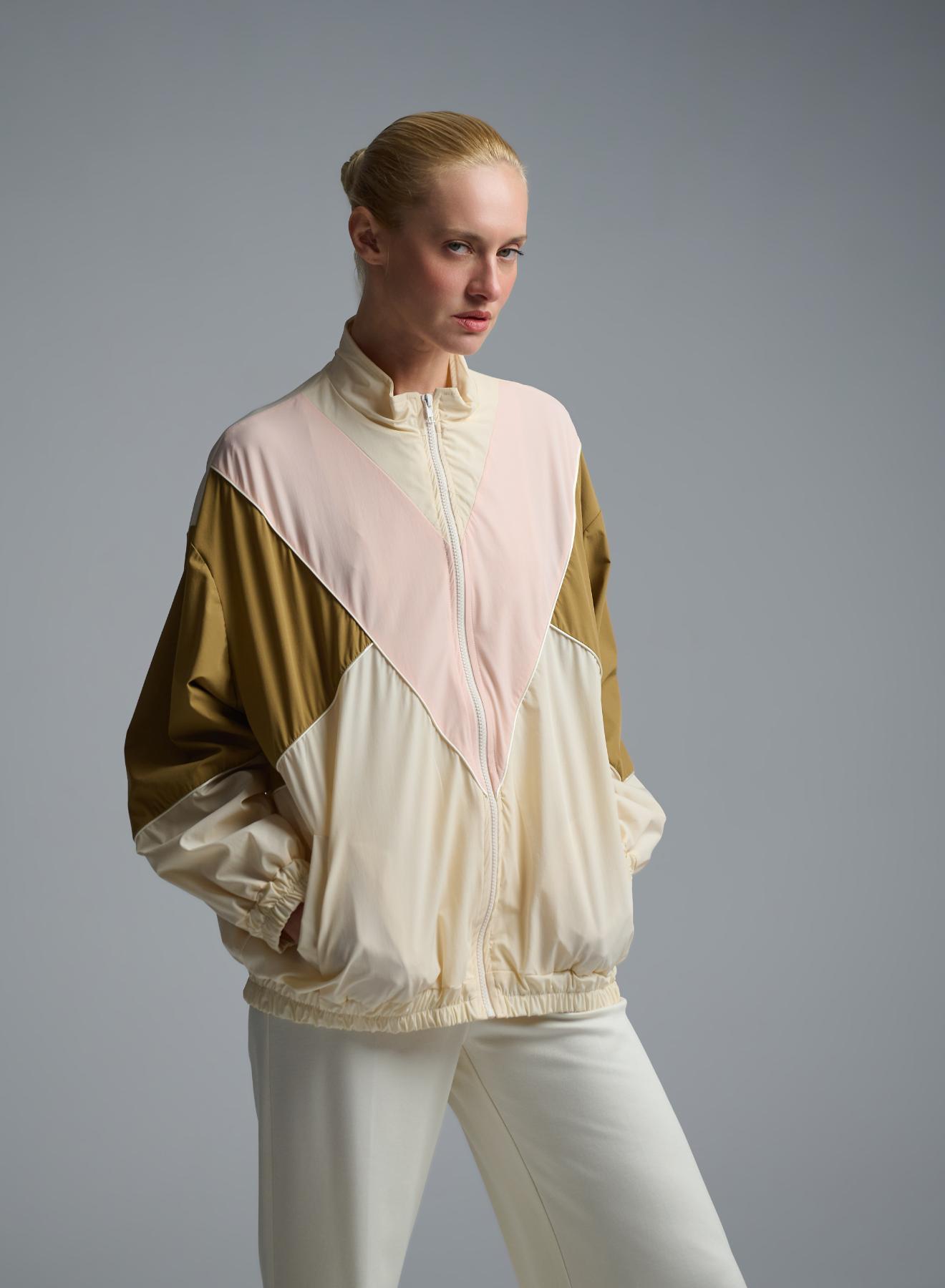 Pink-Olive-Ecru bomber Jacket Vicolo - 4