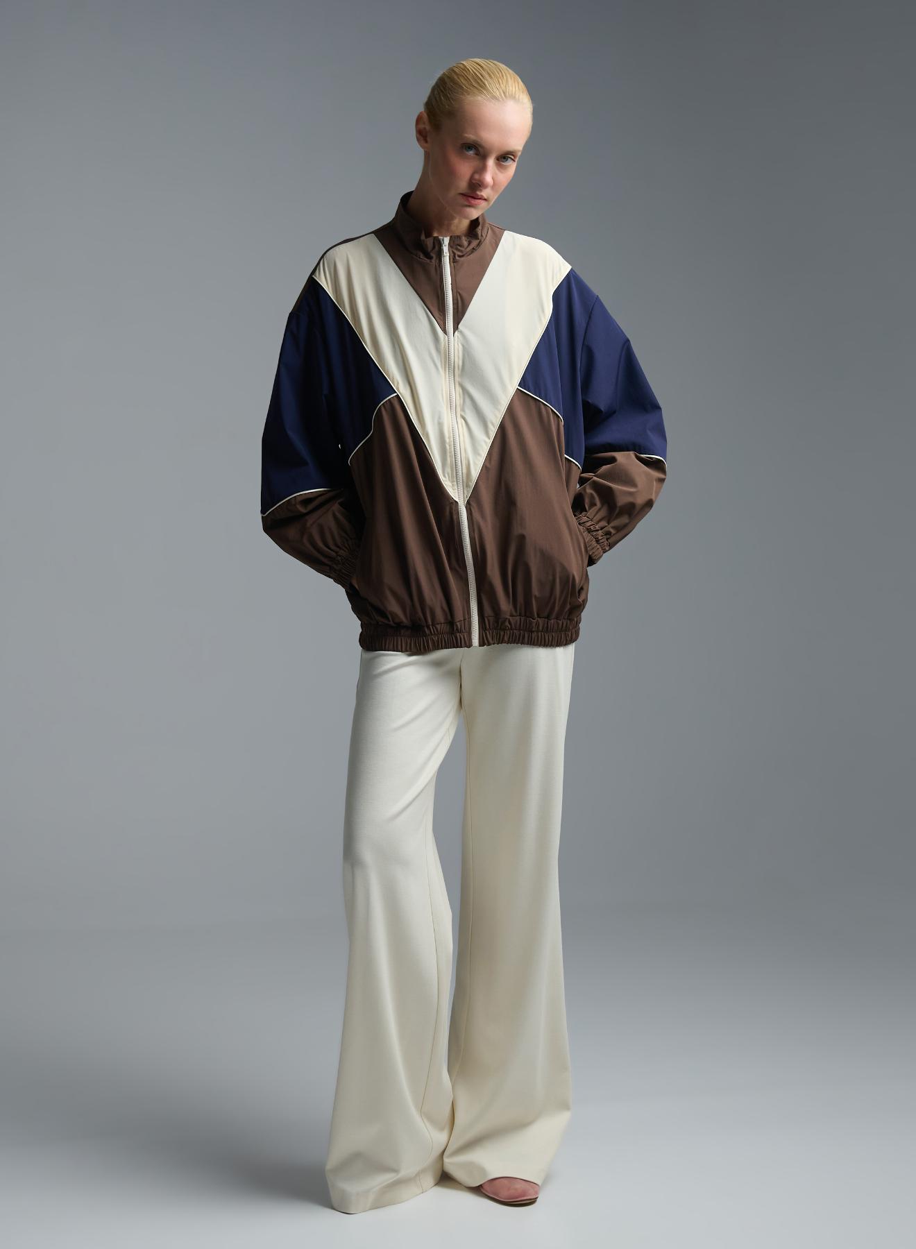 Chocolate-Blue-Ecru bomber Jacket Vicolo - 2
