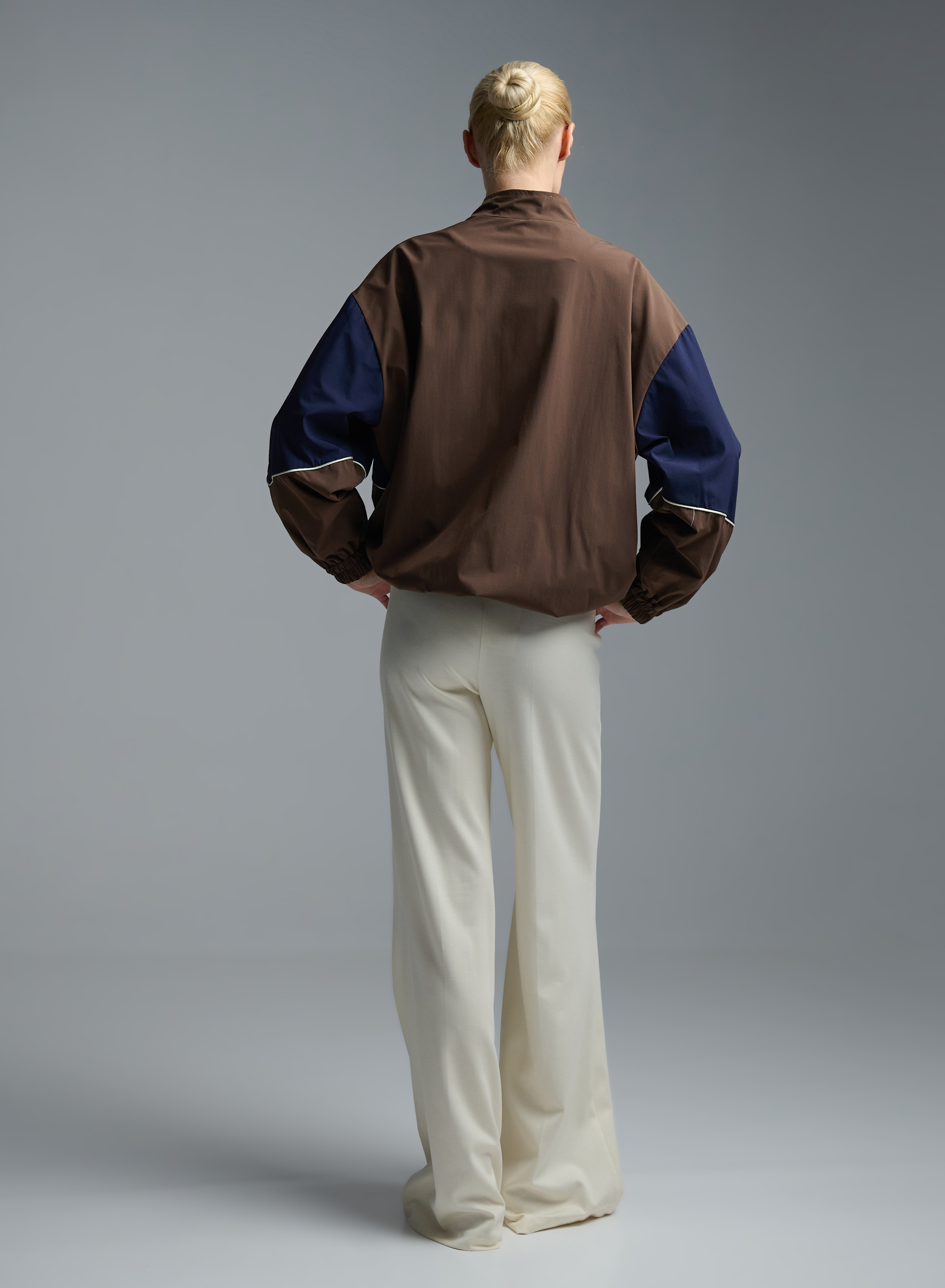 Chocolate-Blue-Ecru bomber Jacket Vicolo - 5