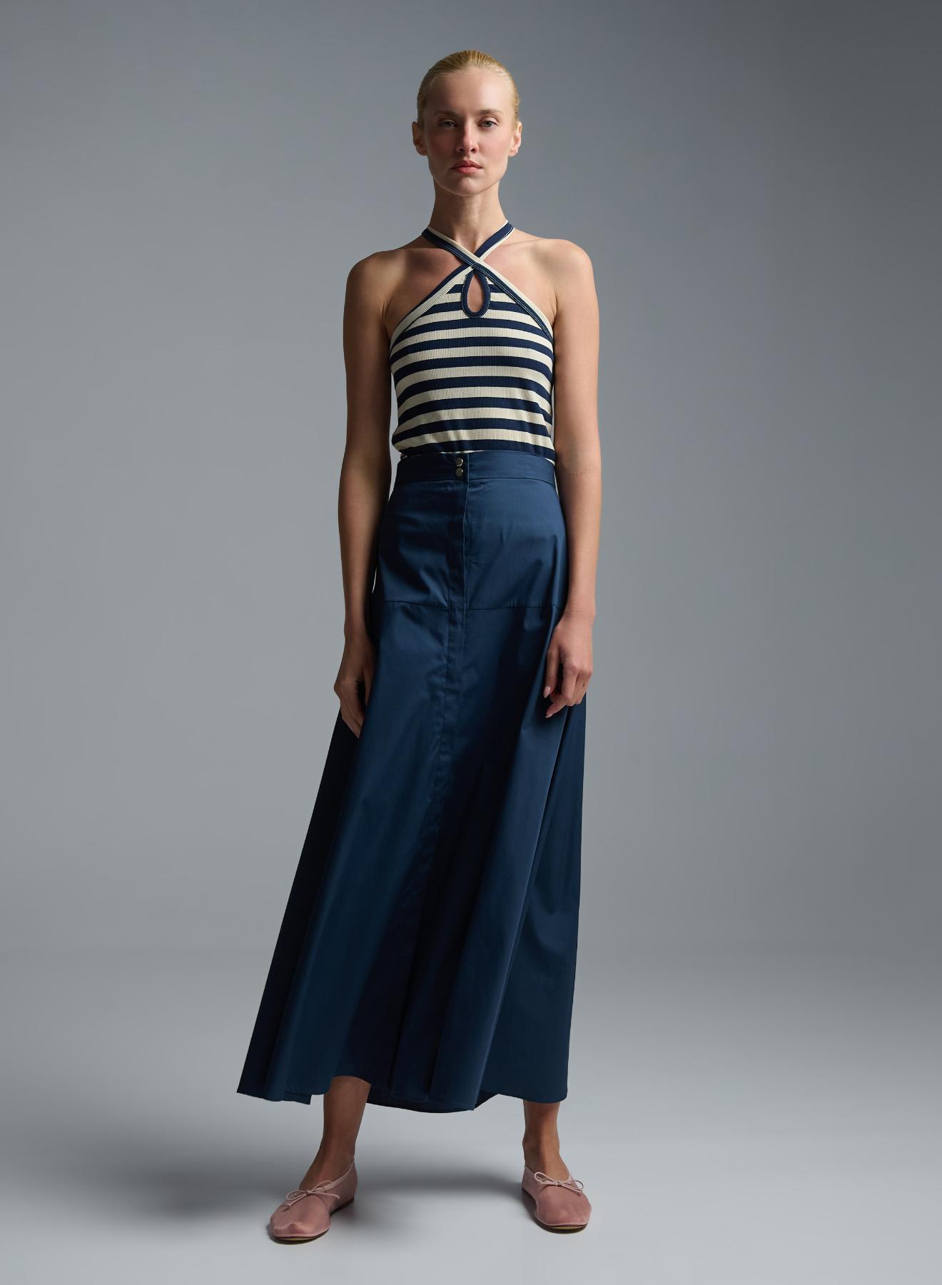 Blue popline Skirt with buttons in the front Emme Marella - 2