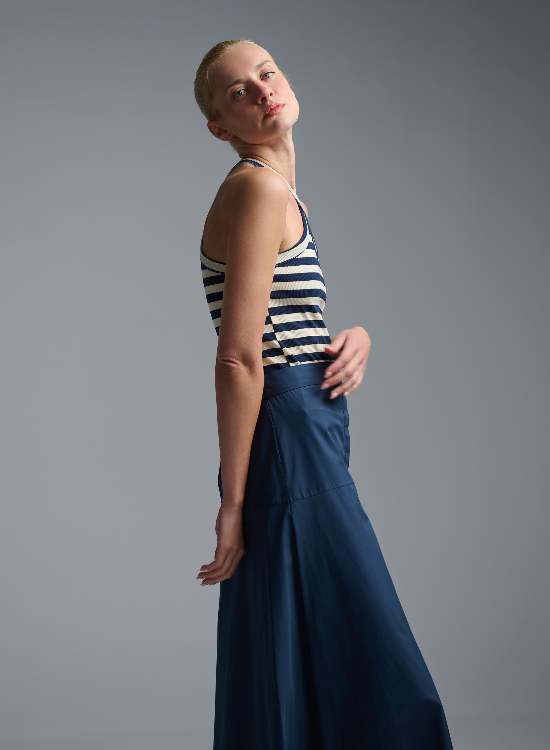 Ecru-Blue Top with stripes Vicolo - 2
