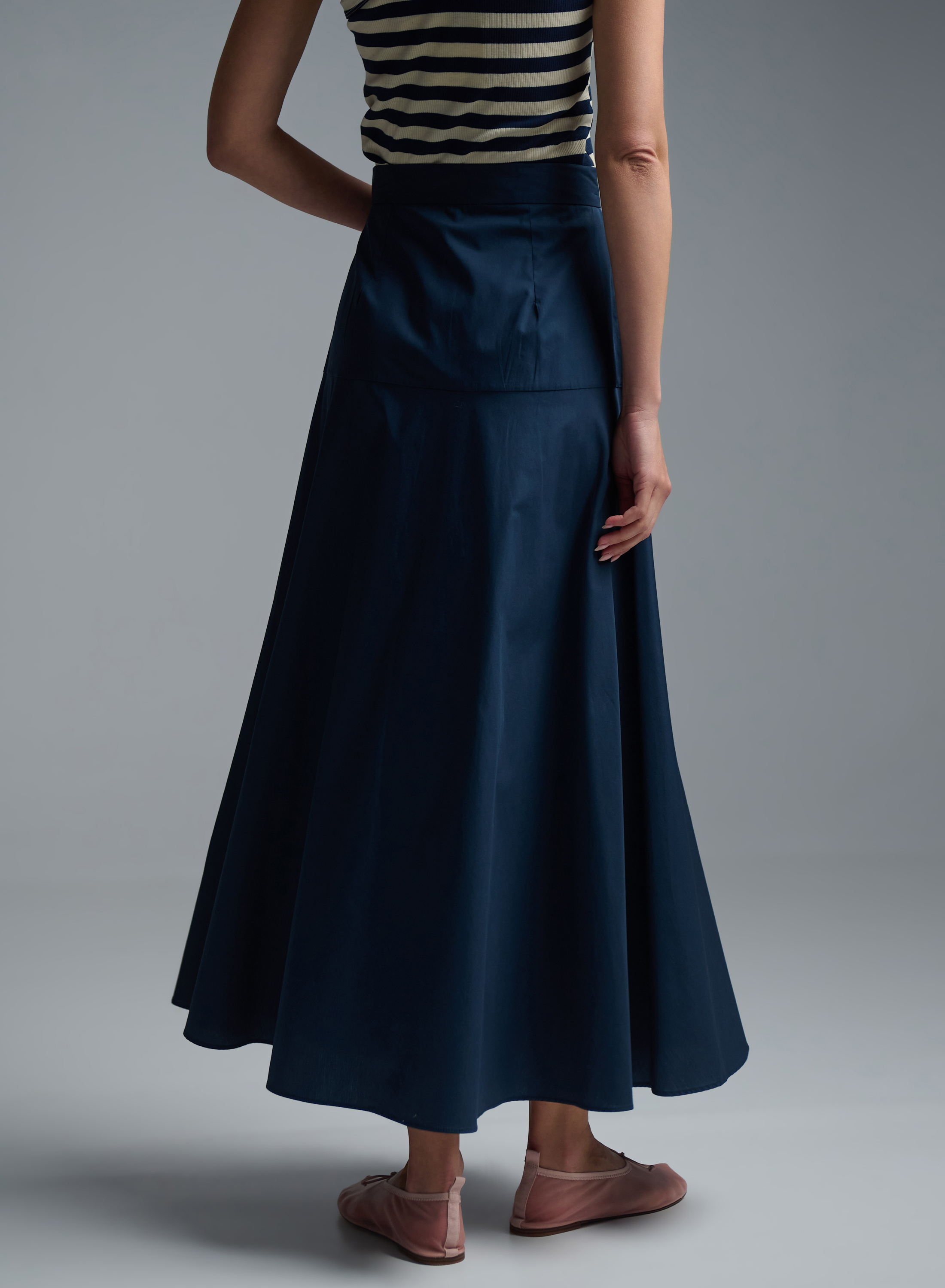 Blue popline Skirt with buttons in the front Emme Marella - 4