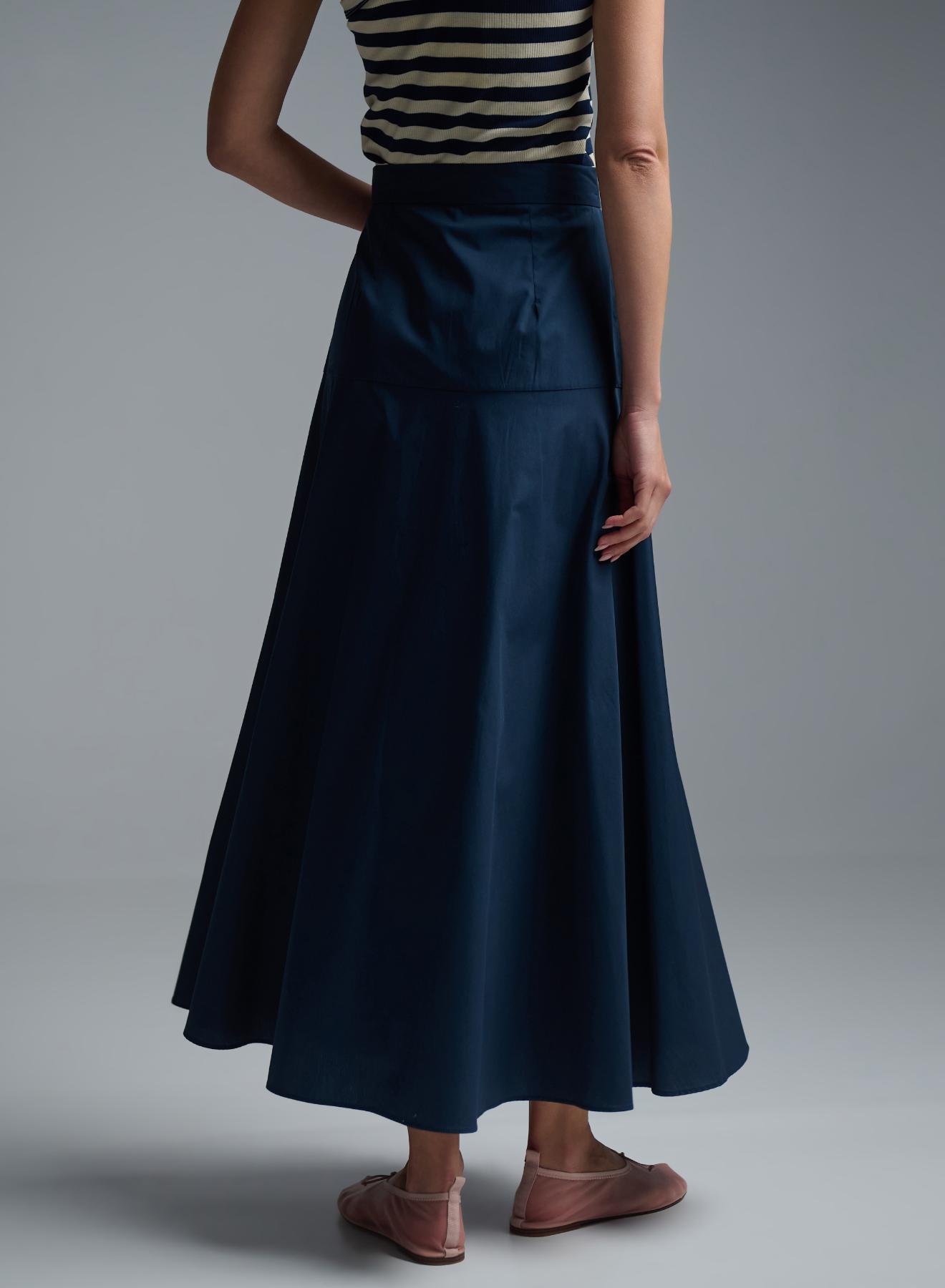 Blue popline Skirt with buttons in the front Emme Marella - 5